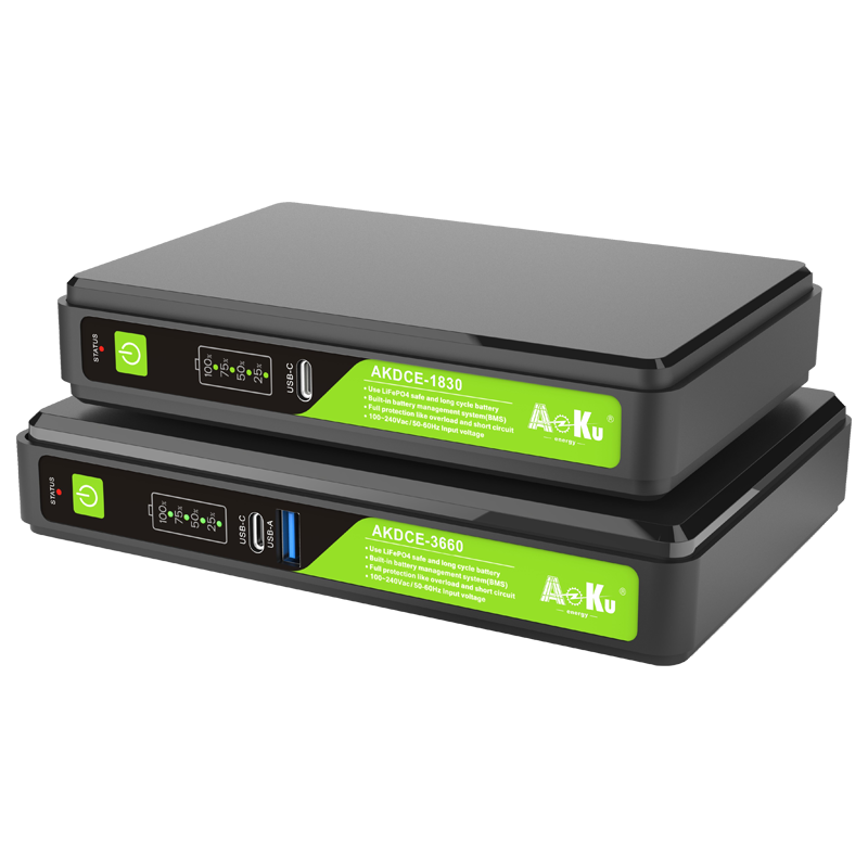 AoKu AKDCE Series Smart Mini DC UPS (18W / 36W / 60W | High-Safety LiFePO4 Battery | 24V/48V POE & USB-C | AKDCE 1830 / 1860 / 3660 / 6060)